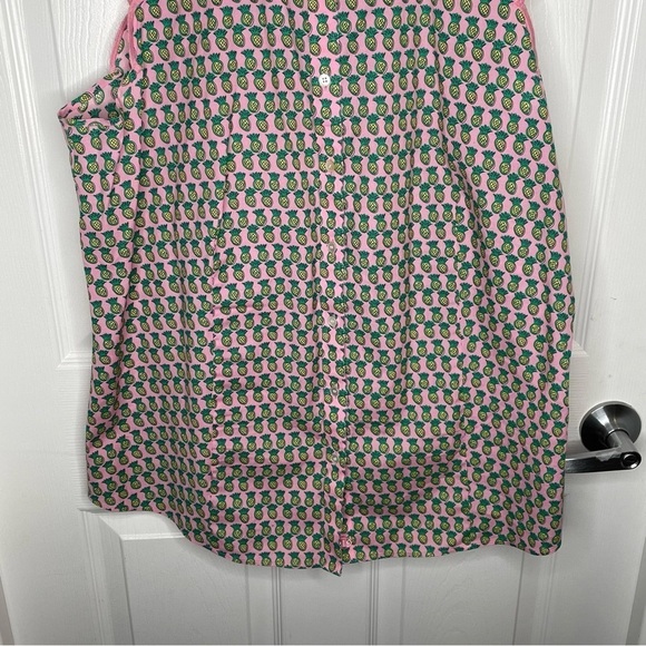 Talbots Scallop Shirt Dancing Pineapple Novelty Print Non Iron Luau Tiki 16 - Picture 6 of 11